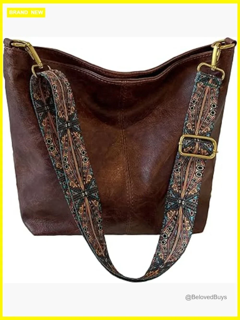 Vegan Leather Hobo Bag Crossbody Guitar Strap Women Shoulder Purse